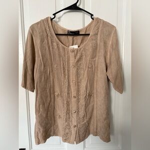 NWT-Blair -Beige Embroidered Women's Top